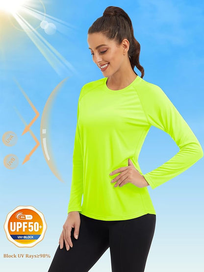 MAGCOMSEN Women's 2 Pack Long Sleeve Shirts UPF 50+ Sun Protection Quick Dry Swim Shirt for Rash