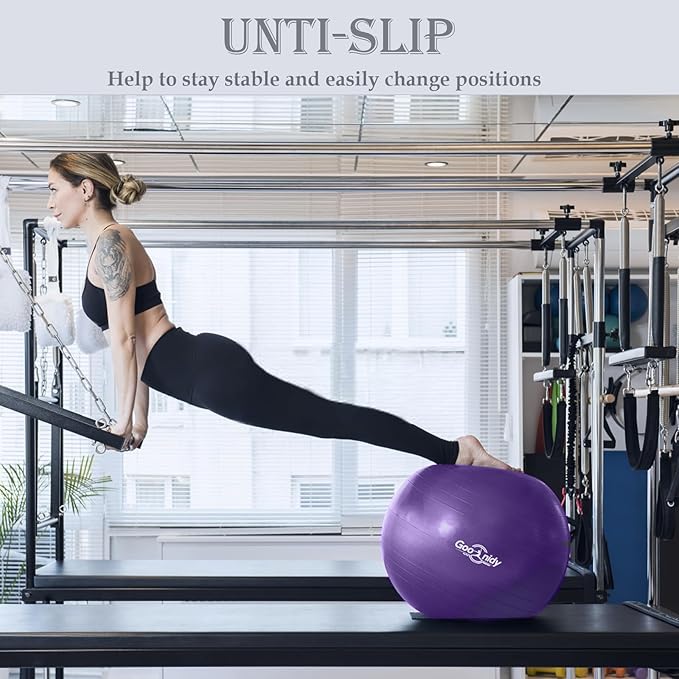 Soft Exercise ball, Anti-Burst Yoga Ball Chair Supports 2200lbs, Workout Equipment w/ Pump for