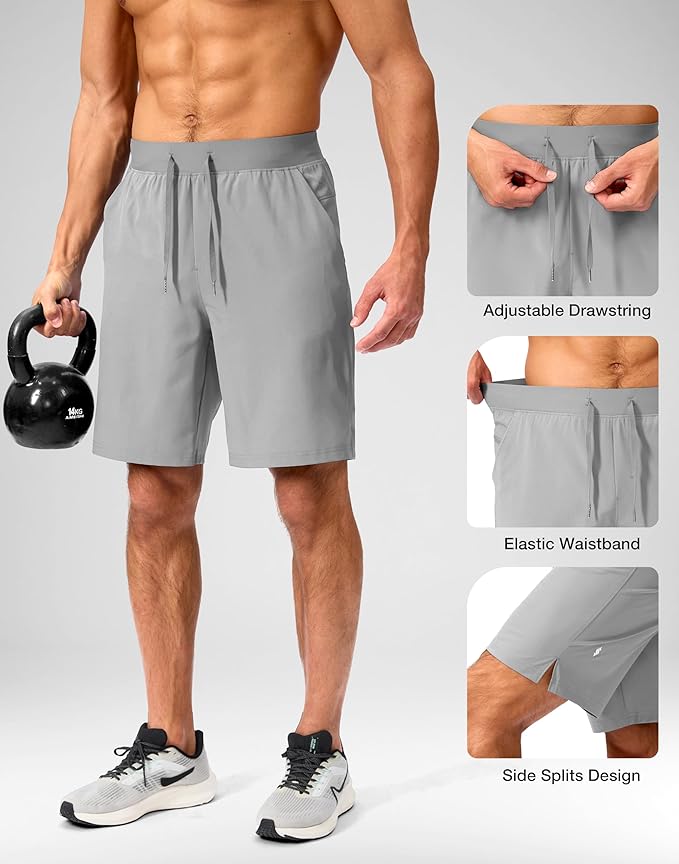 Men's Running Shorts with Zipper Pockets 9 Inch/ 7 Inch / 5 Inch Lightweight Quick Dry Gym Workout