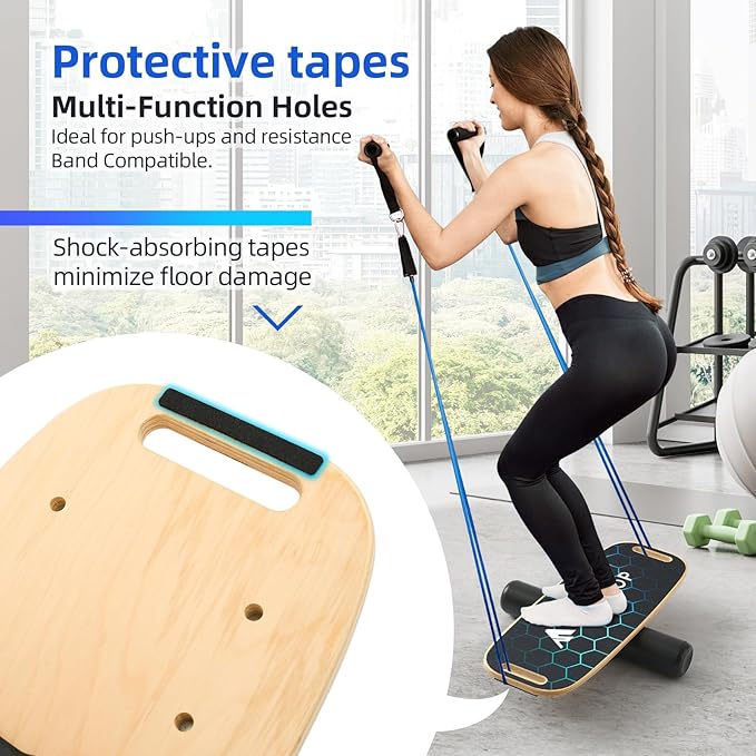 Balance Board for Adult with Adjustable Stoppers: 3 Modes Wobble Board with Roller Exercise