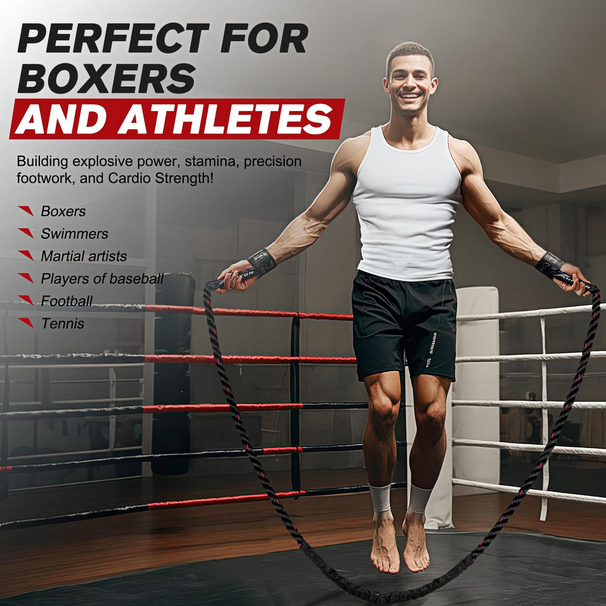 HPYGN Weighted Heavy Skipping/Jump Rope 9.2ft 2.8LB for fitness, Exercise, boxing Gym Training
