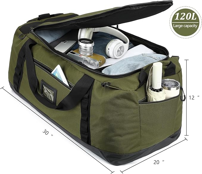 TUGUAN Extra Large Travel Duffle Bag Backpack for Men with Adjustable Dividers 120L Big Weekend
