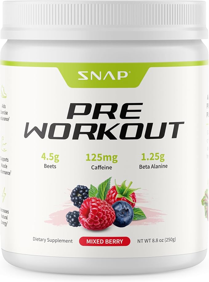 Snap Supplements Pre Workout Beet Root Powder, Nitric Oxide Supplement Preworkout for Men and Women