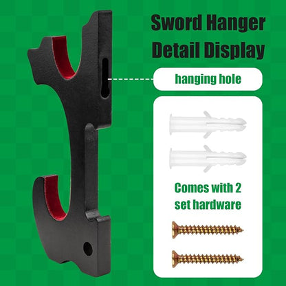 Sword Holder Wall Mount 2-Tier Velvet Padded Hook Katana Holder Adjustable Display Hanger for