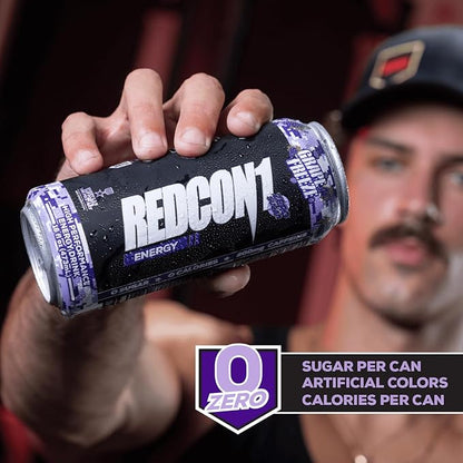 REDCON1 Energy High Performance Drink, Grape Freeze - Zero Sugar Energy Drink with Alpha GPC