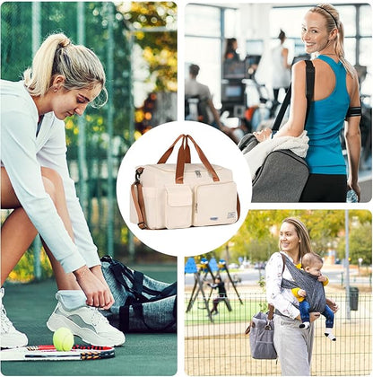 FIORETTO Women's Gym Duffle Bag with Shoes Compartment, 37L Capacity, Ideal for Travel, Gym