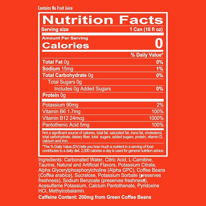 REDCON1 Energy High Performance Drink, Sour Peach Rings - Zero Sugar Energy Drink with Alpha GPC