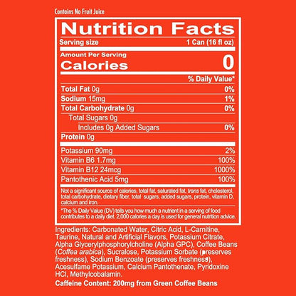 REDCON1 Energy High Performance Drink, Sour Peach Rings - Zero Sugar Energy Drink with Alpha GPC