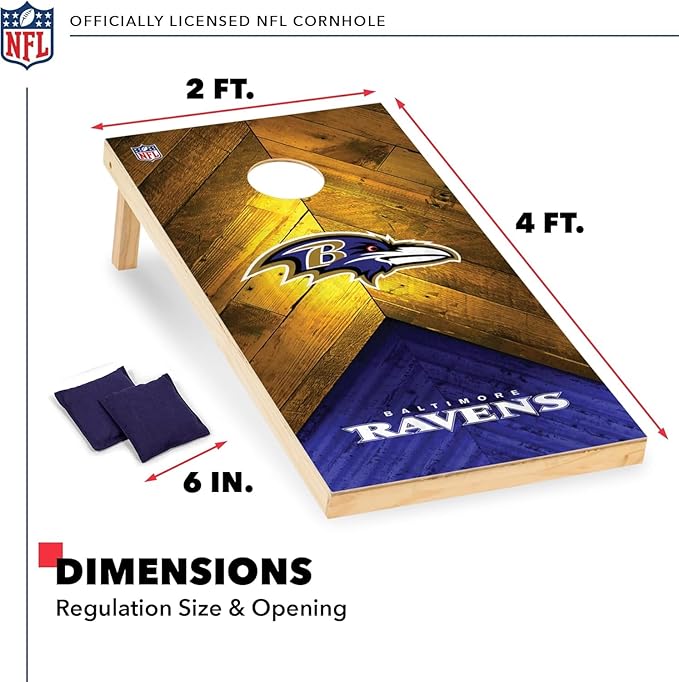 NFL Football 2' x 4' Regulation Size Solid Wood Cornhole Set with Direct Print HD Team Graphics
