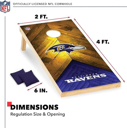 NFL Football 2' x 4' Regulation Size Solid Wood Cornhole Set with Direct Print HD Team Graphics