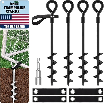 Eurmax USA Trampoline Stakes Screw in Tent Stakes Parts Heavy Duty for Canopies,4-Pack Outdoor