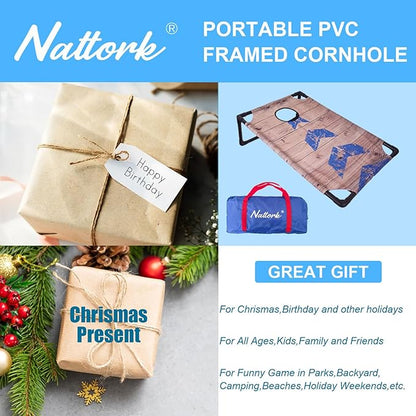Portable Cornhole Set with 2 Collapsible Cornhole Boards, 8 Cornhole Bean Bags and Carrying Case