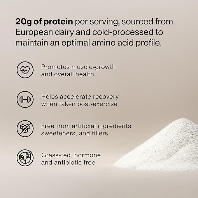 Momentous Essential Grass-Fed Whey Protein Powder - 20 g Whey Isolate Protein - NSF Certified for