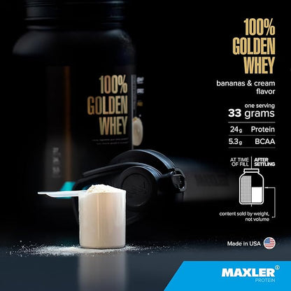 Maxler 100% Golden Whey Protein - 24g of Protein per Serving - Premium Whey Protein Powder for Pre
