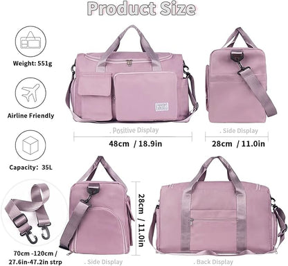FIORETTO Women's Gym Duffle Bag with Shoes Compartment, 37L Capacity, Ideal for Travel, Gym