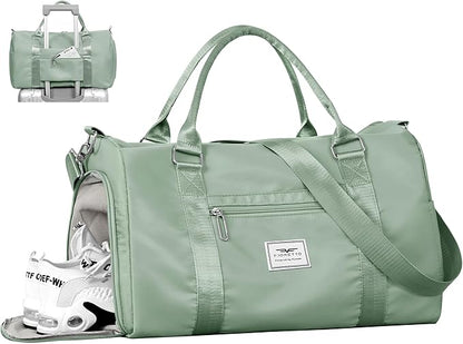 FIORETTO Womens Gym Tote Duffle Bag with Wet Pocket & Shoe Compartment, Sports Duffel Overnight