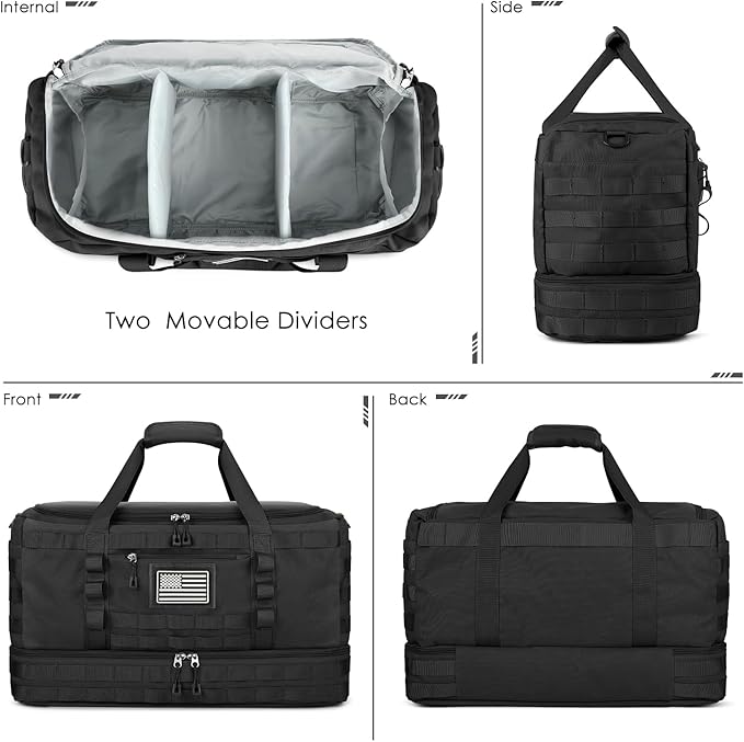 ETRONIK Travel Bag for Men Women, Gym Bag & Tactical Duffle Bags for Travel, Carry on with Toiletry