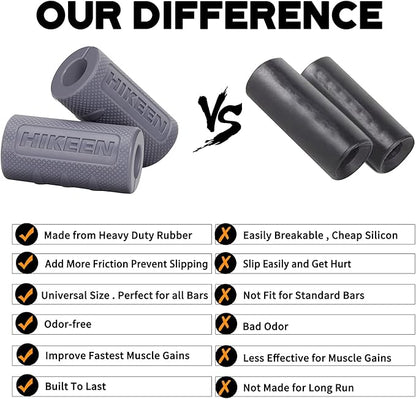 Hikeen Thick Bar Dumbbell Grips,Non Slip Hard Rubber Barbell Grips,Grips for Weight Lifting, Muscle