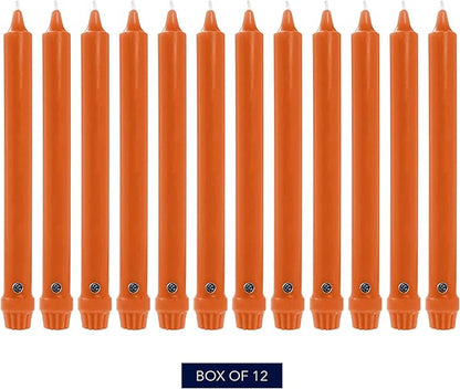 Colonial Candle Unscented Taper Candle, Classic Collection, Pumpkin, 8 In, Pack of 12 - Up to 6
