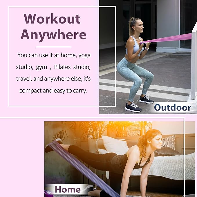 Resistance Bands for Working Out, Physical Therapy Bands, Latex Free Elastic and Exercise Bands Set