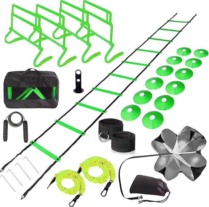 Adjustable Speed Training Hurdles Fitness & Speed Training Equipment with Agility Ladder