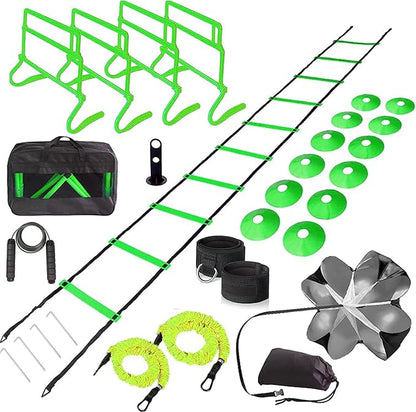 Adjustable Speed Training Hurdles Fitness & Speed Training Equipment with Agility Ladder