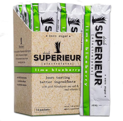 Superieur Electrolyte Powder Packets - Vegan Electrolyte Hydration Powder w/Sea Minerals - Keto