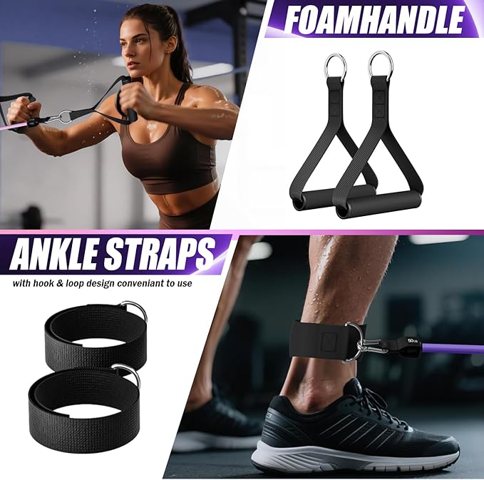 WHATAFIT Resistance Bands, Exercise Bands，Resistance Bands for Working Out, Work Out Bands with