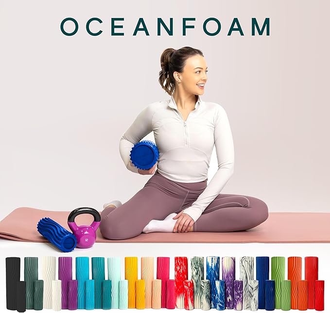 Oceanfoam Tidal Roller - Royal Blue - Muscle Massage Foam Roller for Back Pain & Stretching - Firm