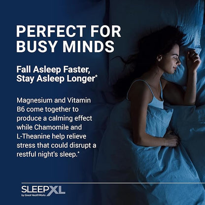 SleepXL Sleep Supplement Non-Habit-Forming Formula - Fall Asleep Faster & Sleep Longer - 5 key