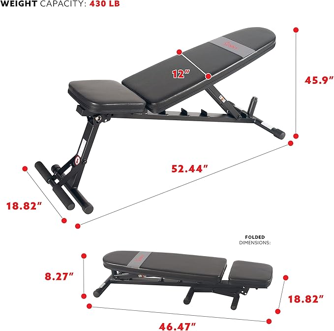 Sunny Health & Fitness Compact Premium Incline Bench Press Bar Rack Set & Optional Leg Extension