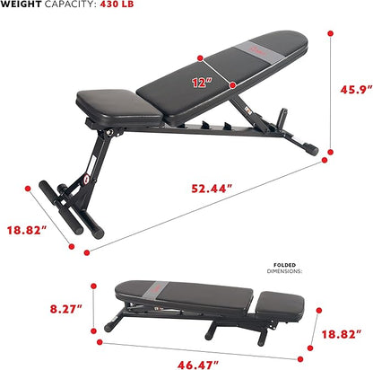 Sunny Health & Fitness Compact Premium Incline Bench Press Bar Rack Set & Optional Leg Extension