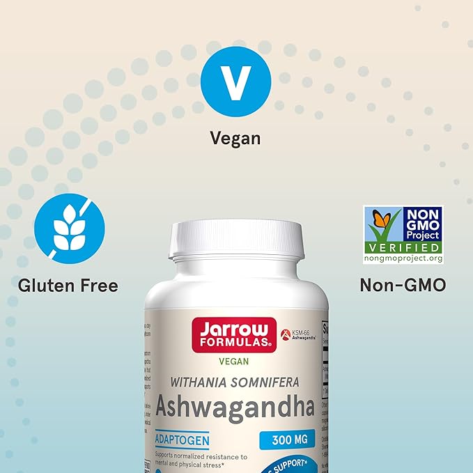 Jarrow Formulas® Ashwagandha Capsules, 300 mg Supplement Supports Normalized Resistance to Mental