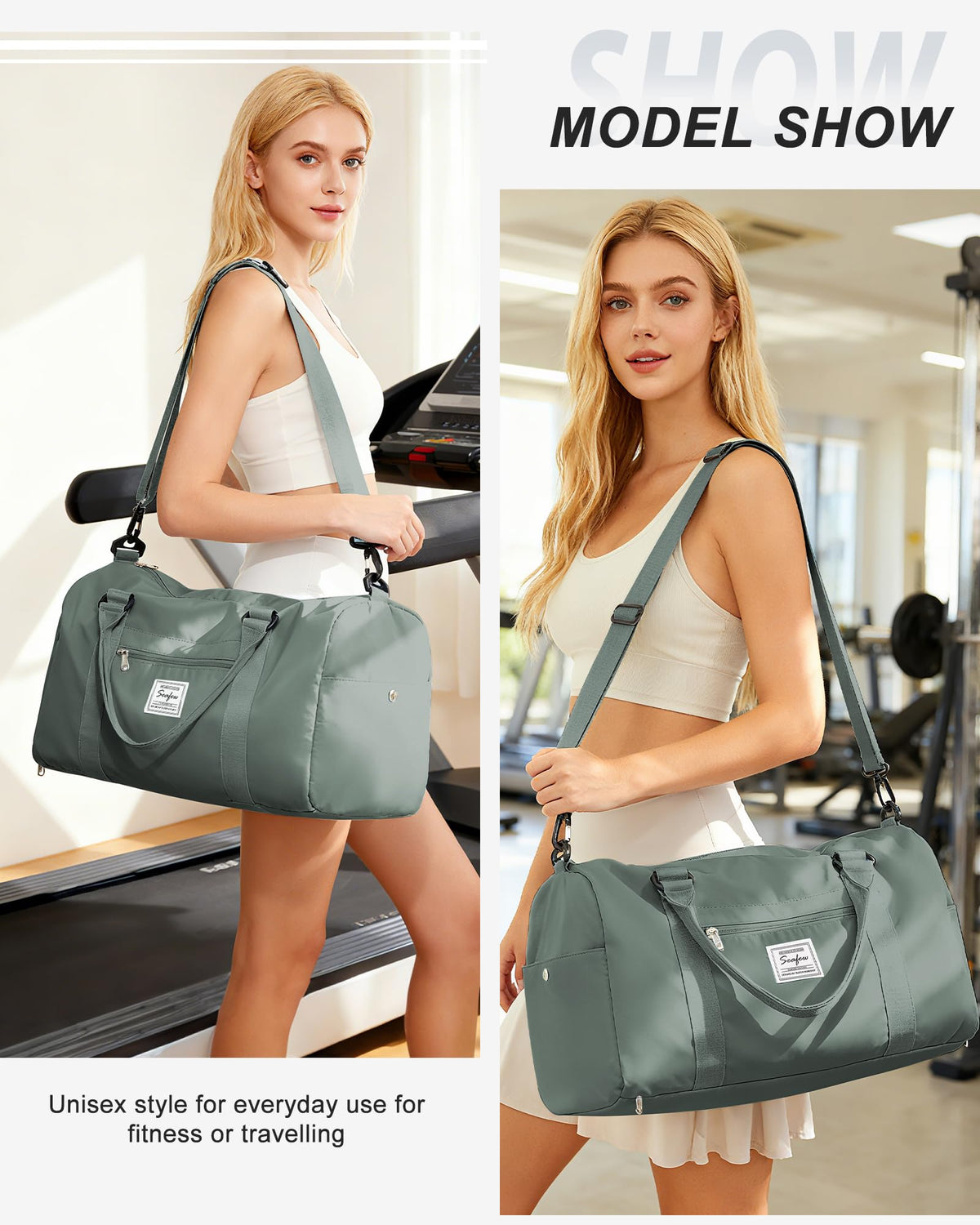 Gym Bag Womens Mens with Shoes Compartment and Wet Pocket Travel Duffel Bag for Women for Plane