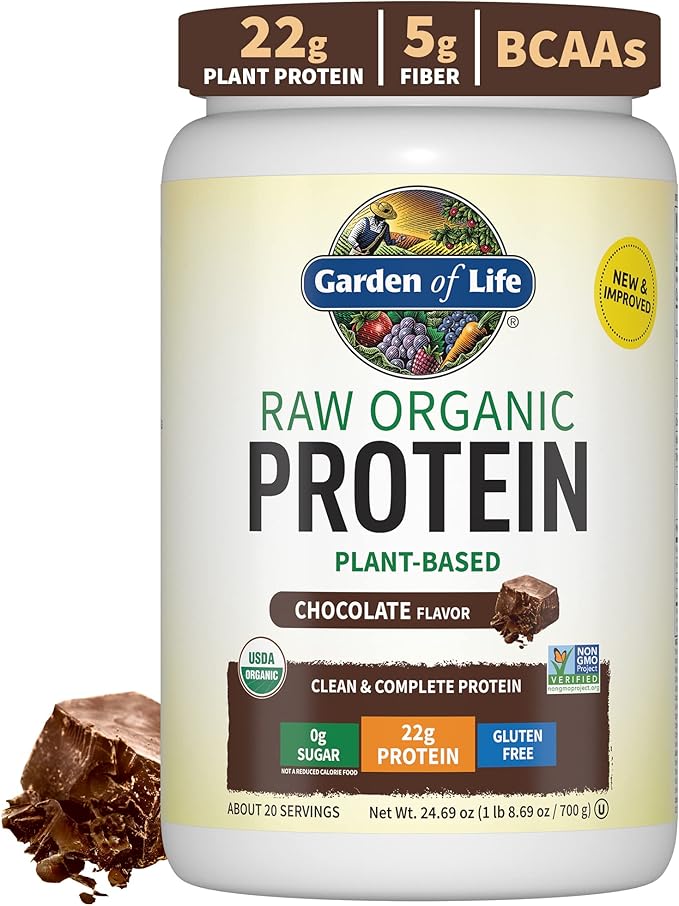 Garden of Life Protein Powder, Vegan Protein Powder, BCAA, Probiotics & Digestive Enzymes, Gluten &