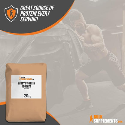 BulkSupplements.com Whey Protein Isolate Powder - Whey Protein Powder, Unsweeteneed, Unflavored &
