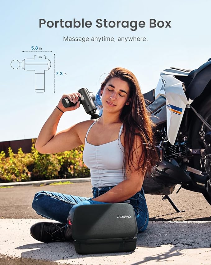 RENPHO Massage Gun Deep Tissue with Heat and Cold Head, Handheld Muscle Massager Therapy with Carry