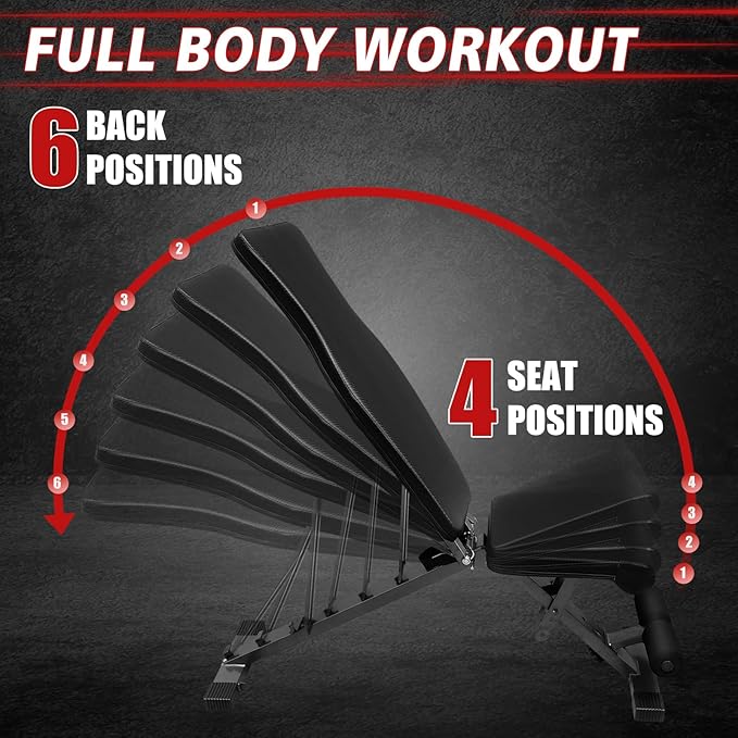 Weight Bench Press, Adjustable Workout Benches for Dumbbell Exercise, 600LBS Foldable Strength