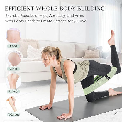 Wide Fabric Resistance Bands for Working Out, 3 Level Non-Slip Exercise Booty Bands for Women & Men