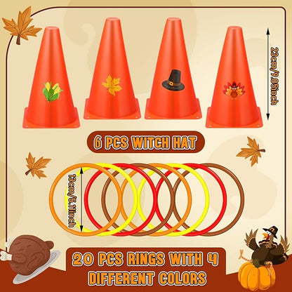 Jenaai 26 Pieces Fall Thanksgiving Ring Toss Game Outdoor Carnival Party Games Include 6 Pcs Fall