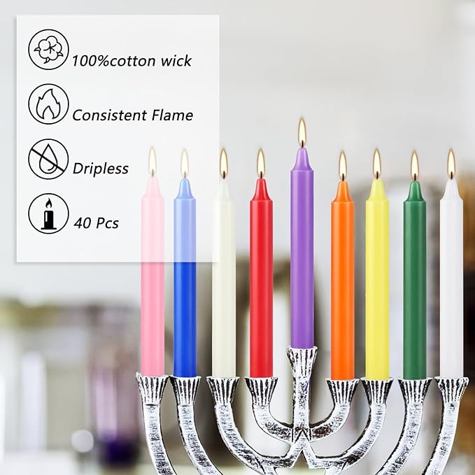 40 Pack Spell Chime Candles-4 Inch Multi-Colored Taper Candles Sticks-for Home Decor Kitchen Decor