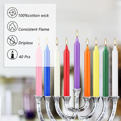 40 Pack Spell Chime Candles-4 Inch Multi-Colored Taper Candles Sticks-for Home Decor Kitchen Decor