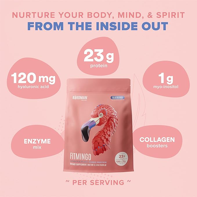 Fitmingo Vegan Protein Powder with Inositol, Collagen Boosters, Hyaluronic Acid and Vitamins | Low