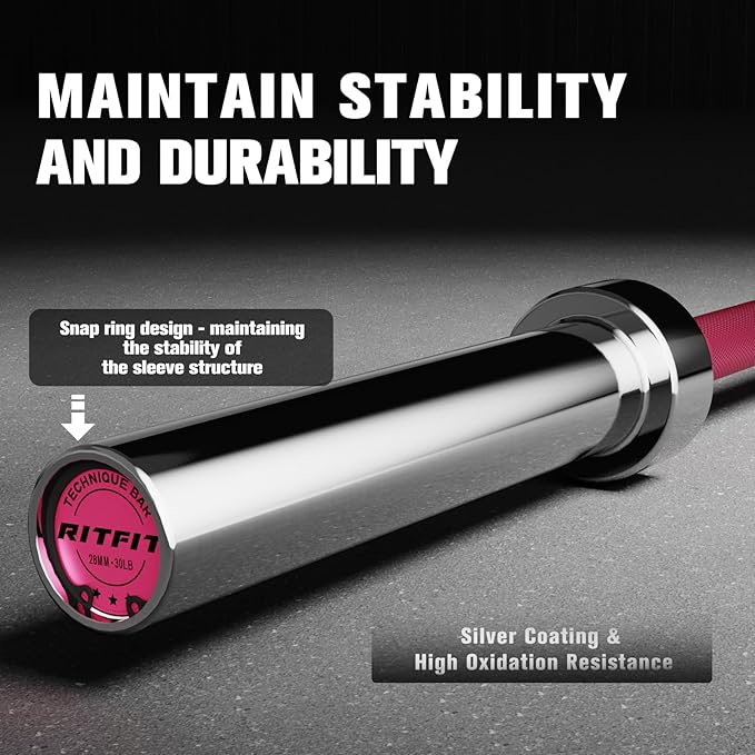 RITFIT Olympic Barbell 4ft/4.8ft/6ft - 2 Inch Weight Bar for Strength Training, Weightlifting