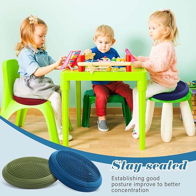 Libima 4 Pcs Wiggle Seat Inflated Wobble Cushion for Sensory Kid 13 Inches Balance Disc Flexible