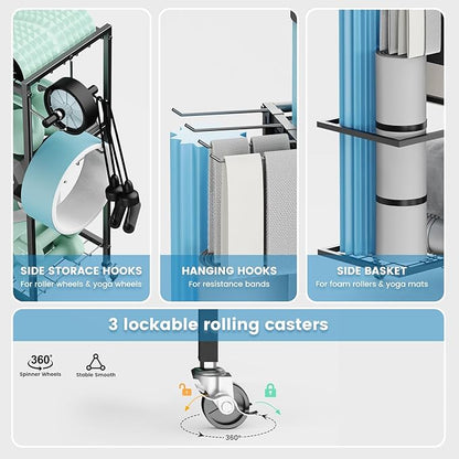 Yoga Mat Storage Rack，Home Gym Storage Rack Gym Workout Equipment Storage Organizer Fitness Weight