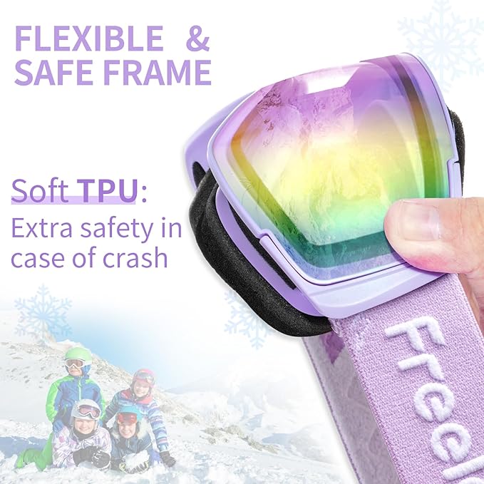 Freela Kids Ski Snowboard Goggles for Toddler(3-14) Youth Anti Fog Anti UV Goggles Girls Boys Snow
