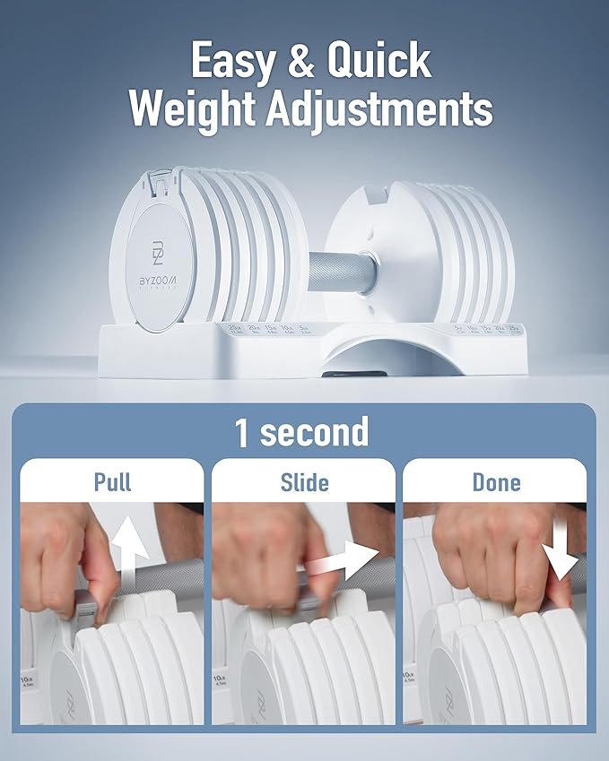 Adjustable Dumbbell – 12.5/25lb Single Unit OR Set of 2 – 5-in-1 Adjustable Weight for Home Gym
