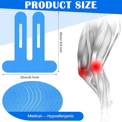 50 Pcs Precut Kinesiology Tape for Knees Pain Relief Elastic Waterproof Athletic Knee Tape for