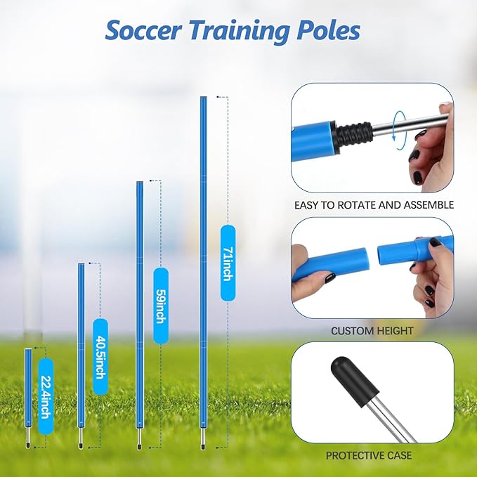 Soccer Agility Training Poles Equipment |Adjustable Soccer Equipment for Training Includes 6
